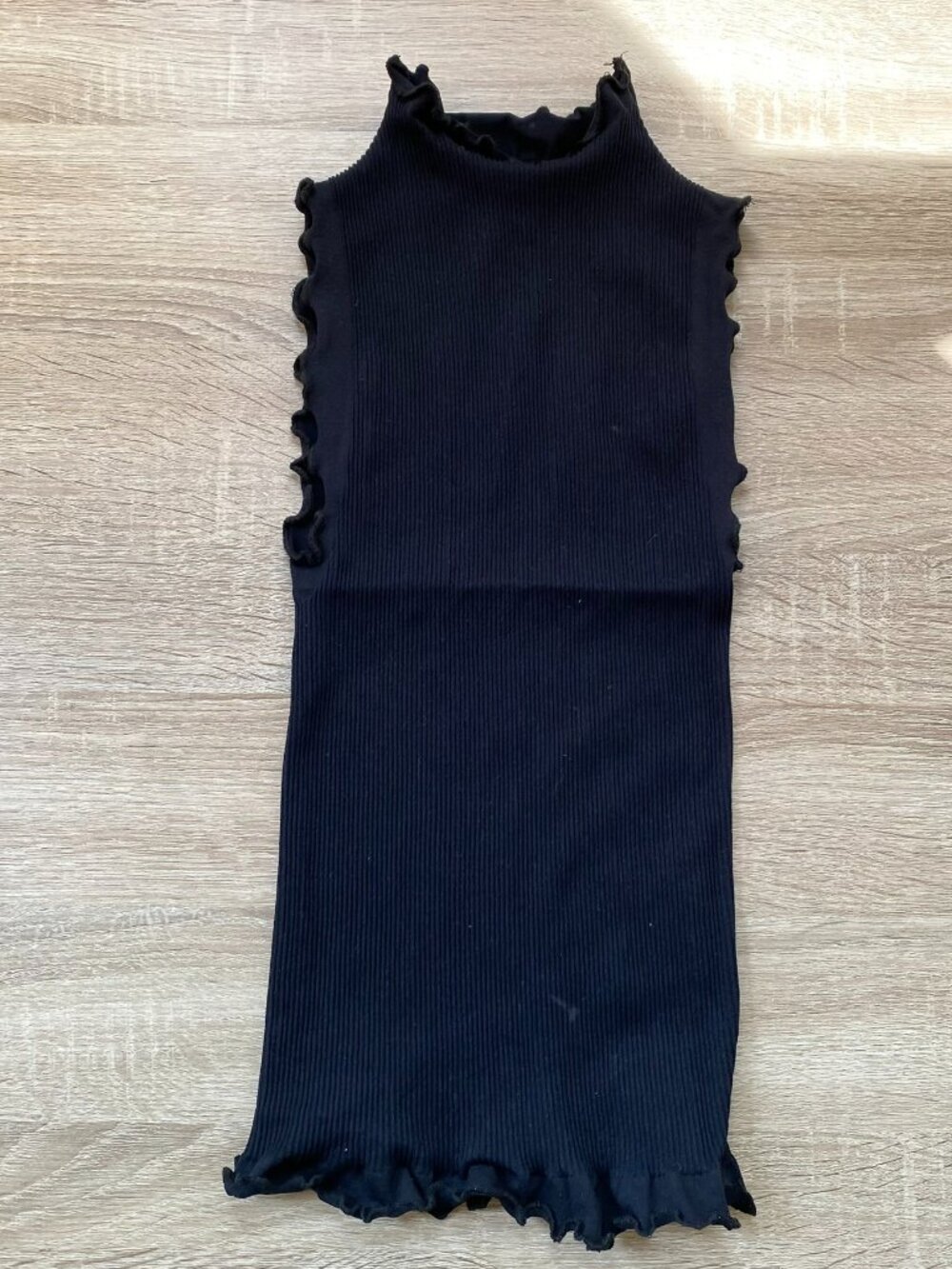 Free People Intimately Rib + Lettuce Sleeveless Mock-Neck Top Black XS/S